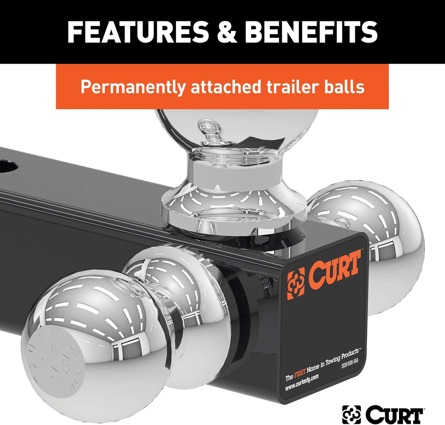 Adjustable Trailer Hitch Ball Mount Head with 3 Balls Pack of 2 C184