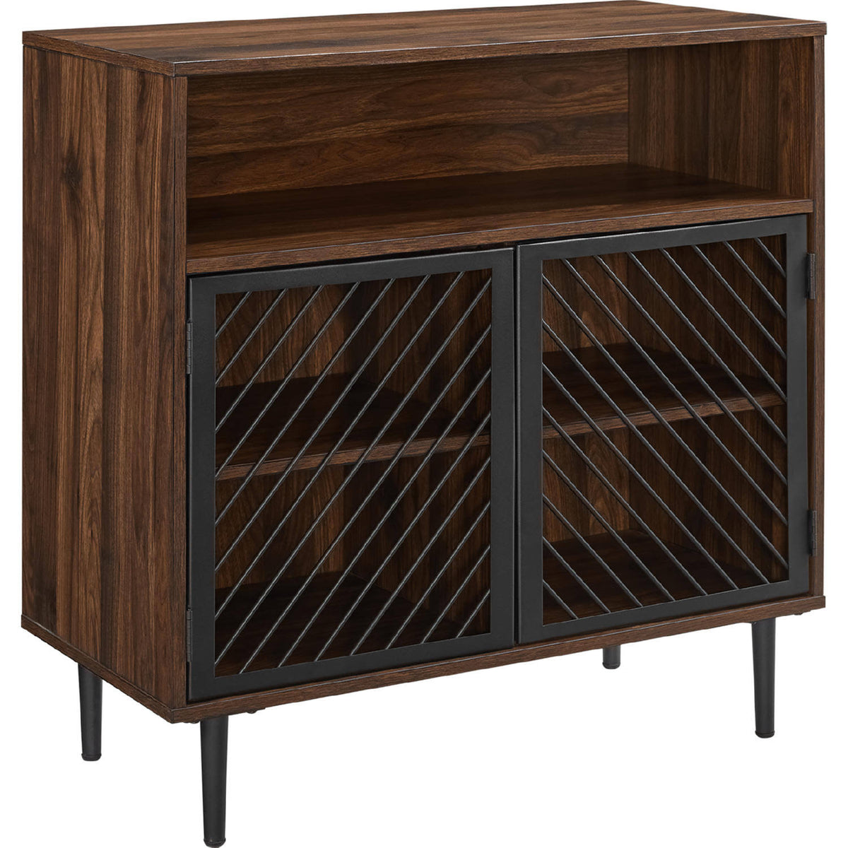 Dark Walnut Metal Door Accent Cabinet Z751