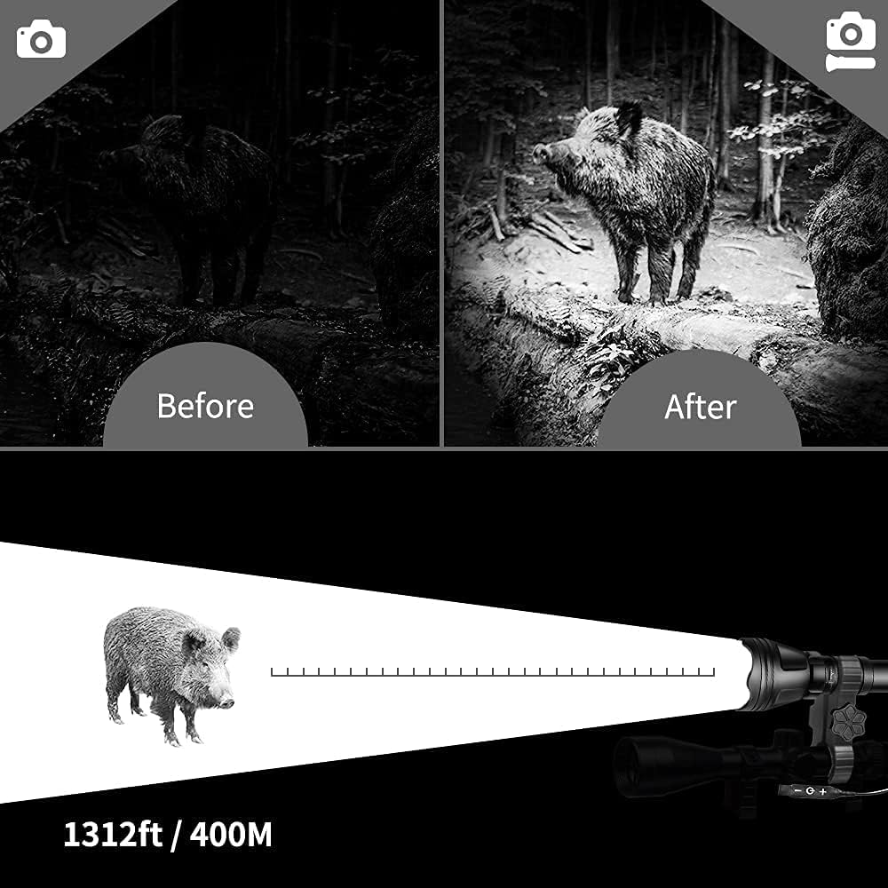850nm IR Illuminator Flashlight Focus Adjustable Infrared LED Hunting Light with Stepless Dimmer Cable Switch J712