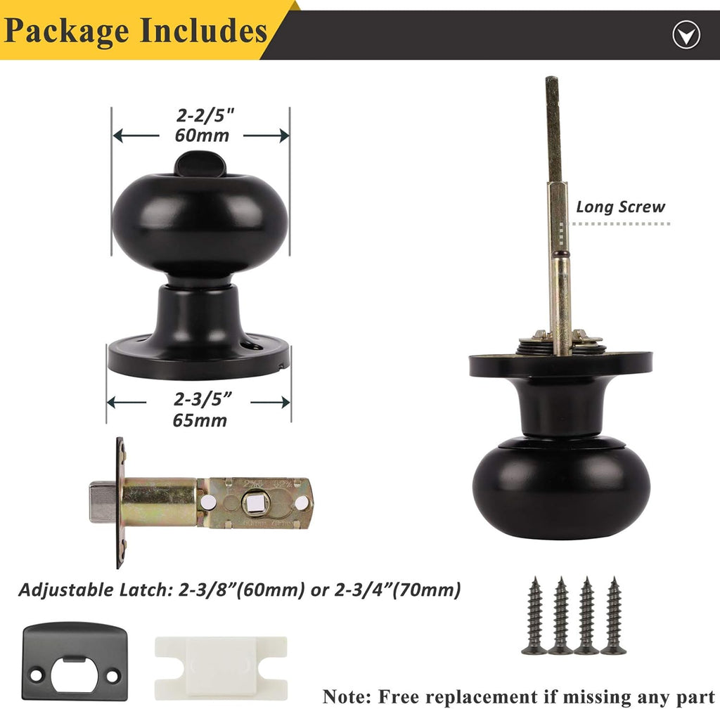 5 Pack Black Door Knobs Privacy Locks Z615362