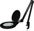 Magnifying Lamp with Clamp, 6 inches Glass Lens, 5 Diopter with 12 Diopter, 6000-7000K, Black Q490331