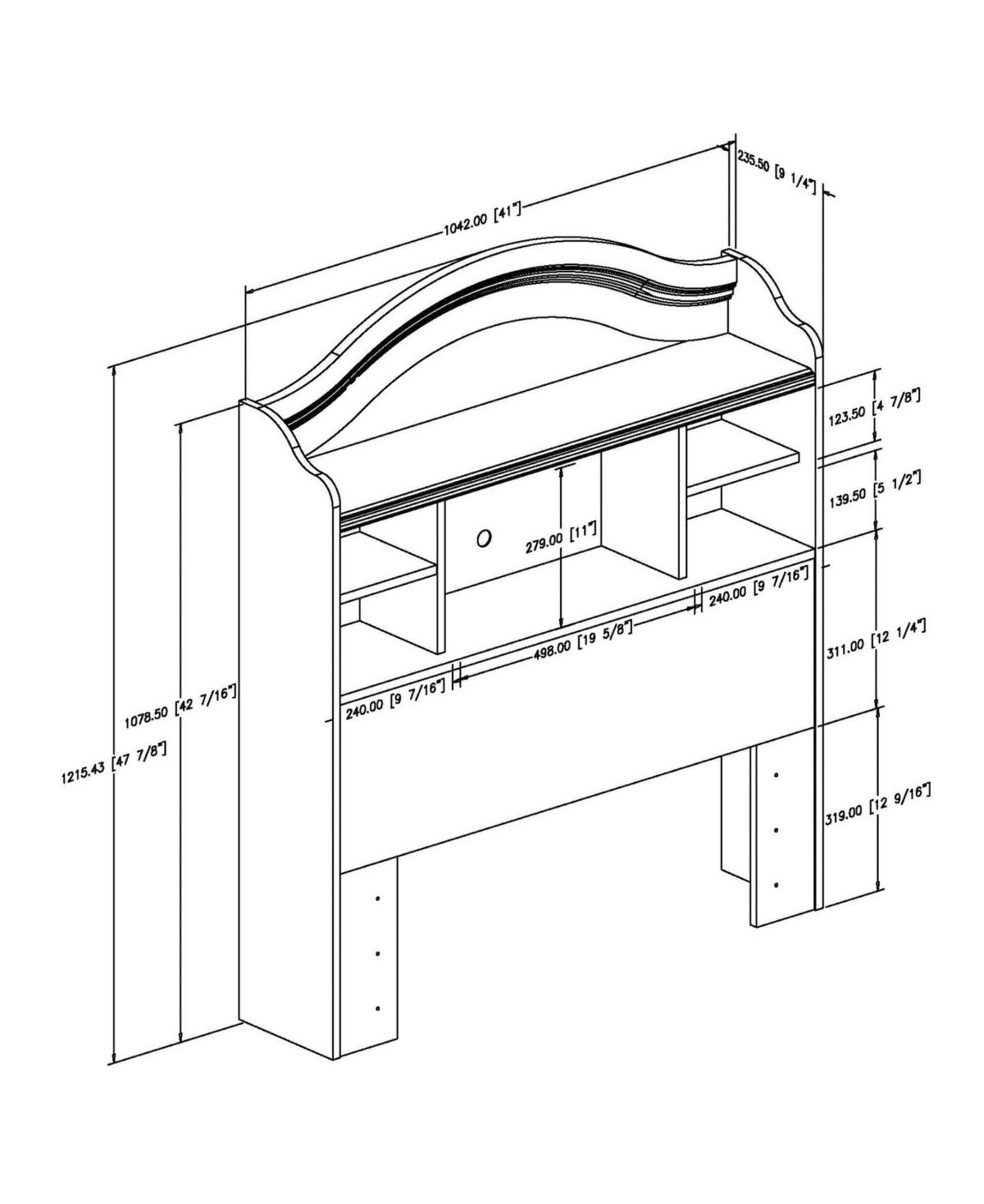 Pure White Twin Bookcase Headboard Q10503