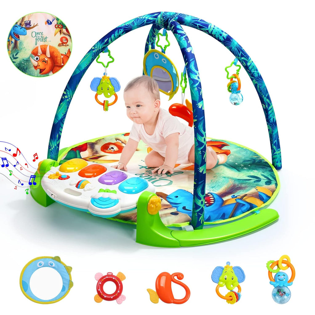 Baby Gym Play Mat with 5 Sensory Teether Toys D211