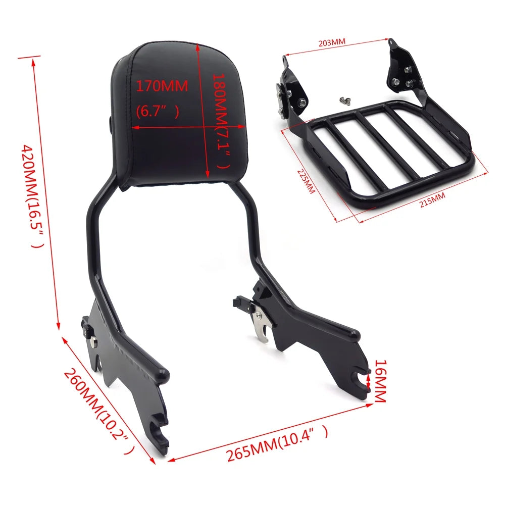 Black Sport Luggage Rack Sissy Bar Upright T5720