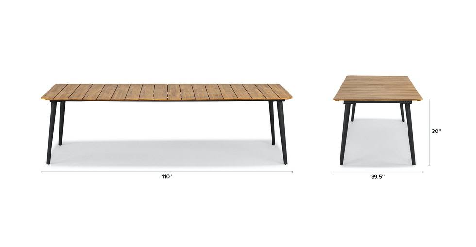 Slate Metal Legs Acacia Dining Table Q74169