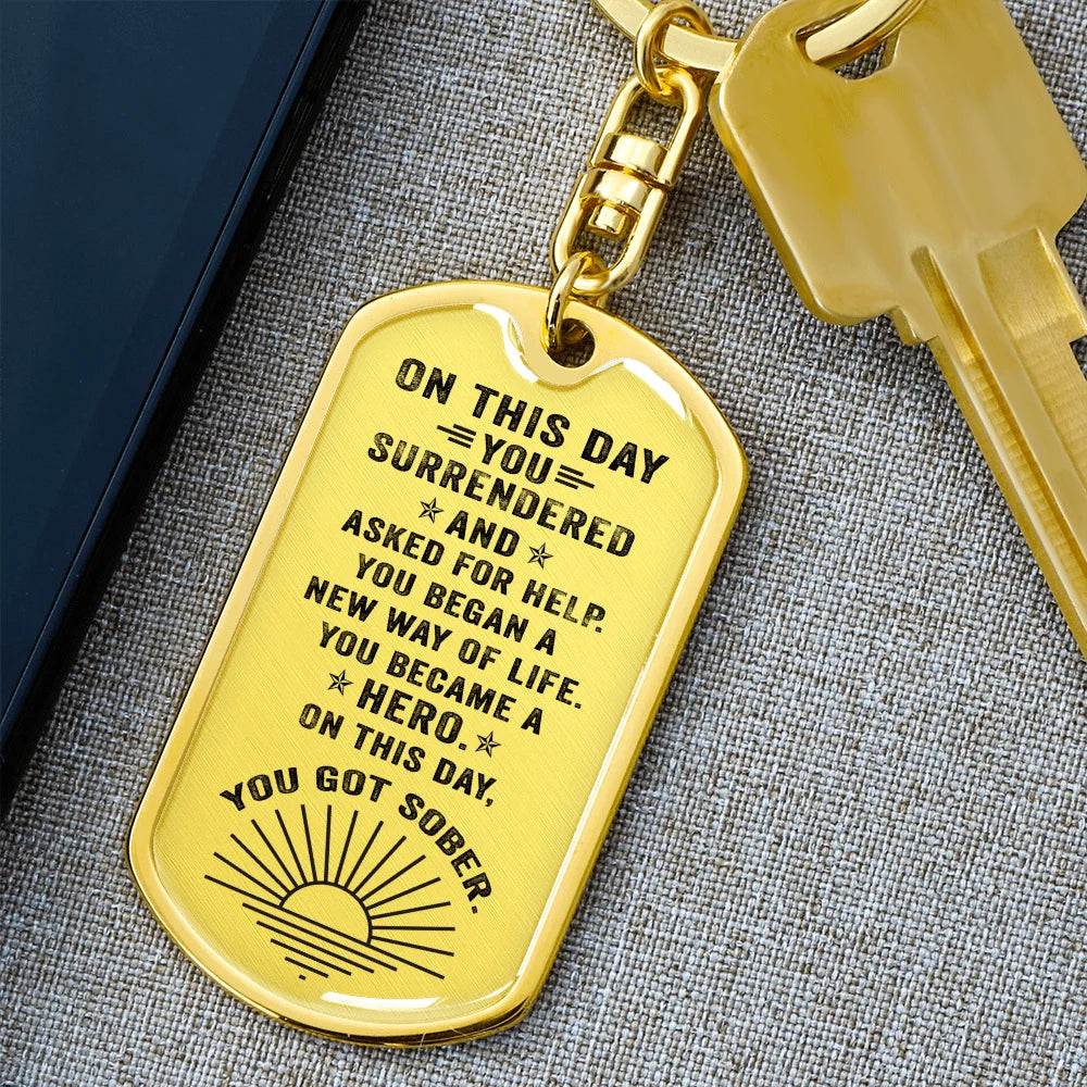 18k Gold Finish Steel Anniversary Keychain Q33877