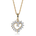 10K Yellow Gold CZ Heart Pendant Necklace with 18" Chain D9794
