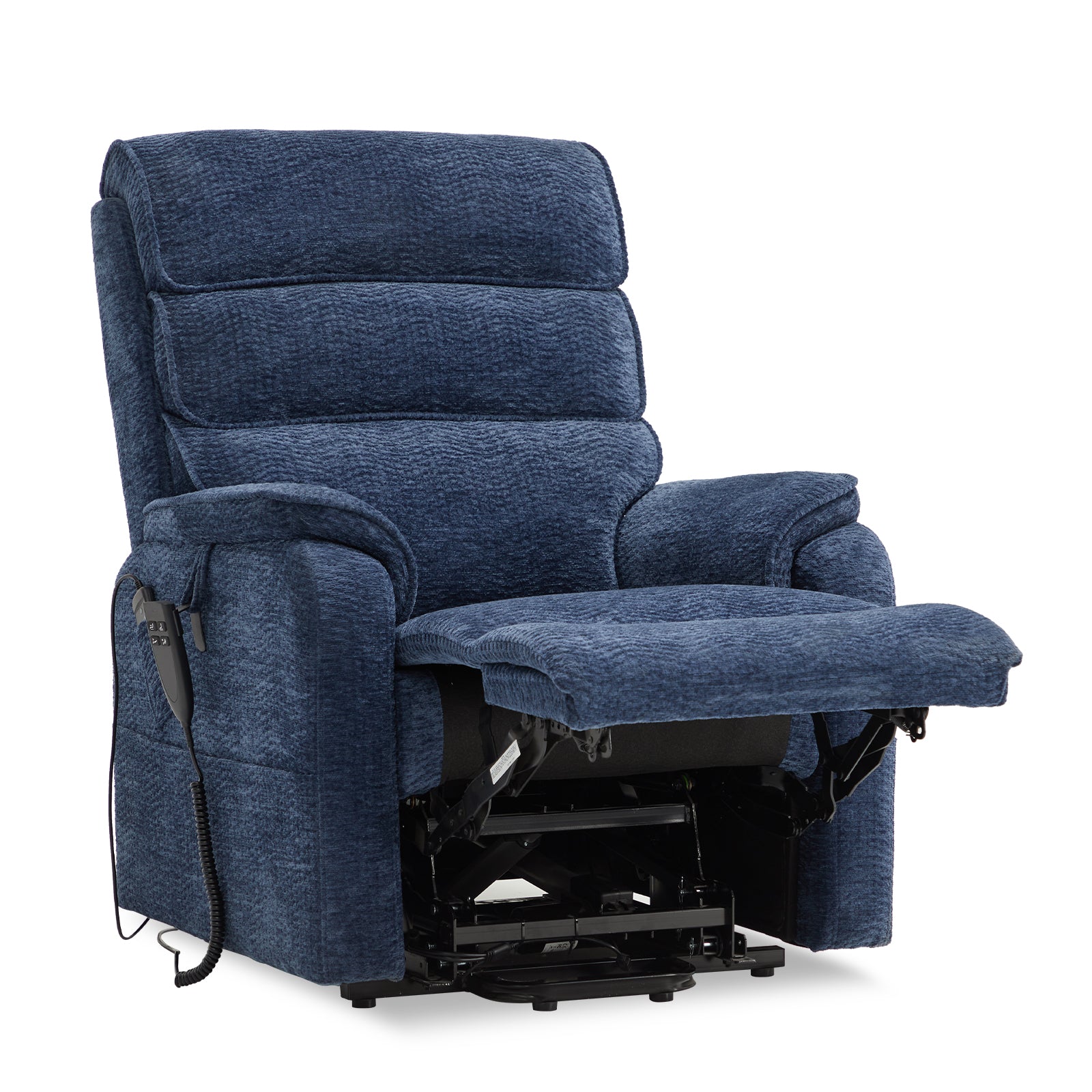 Blue Chenille Dual Motor Lift Recliner with Massage Heating D55929