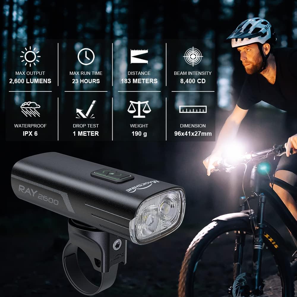 2600 Lumen USB-C Rechargeable IPX6 Waterproof Bike Headlight C9747