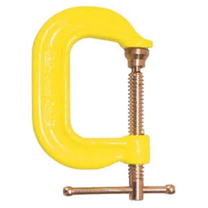 Drop Forged C-Clamp, 12 in. Capacity, 6-1/4 in. Throat Depth, Hi-Vis Yellow Frame with Copper Plated Spindle O139083