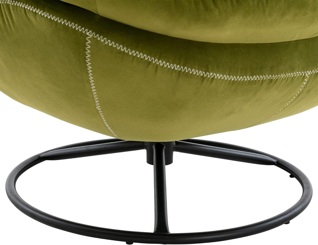 Light Green Velvet Swivel Accent Chair with Ottoman J996746