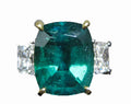 Oval Emerald 5.04 ct Diamond Two Trapezoid Brilliant Ring Platinum J694936