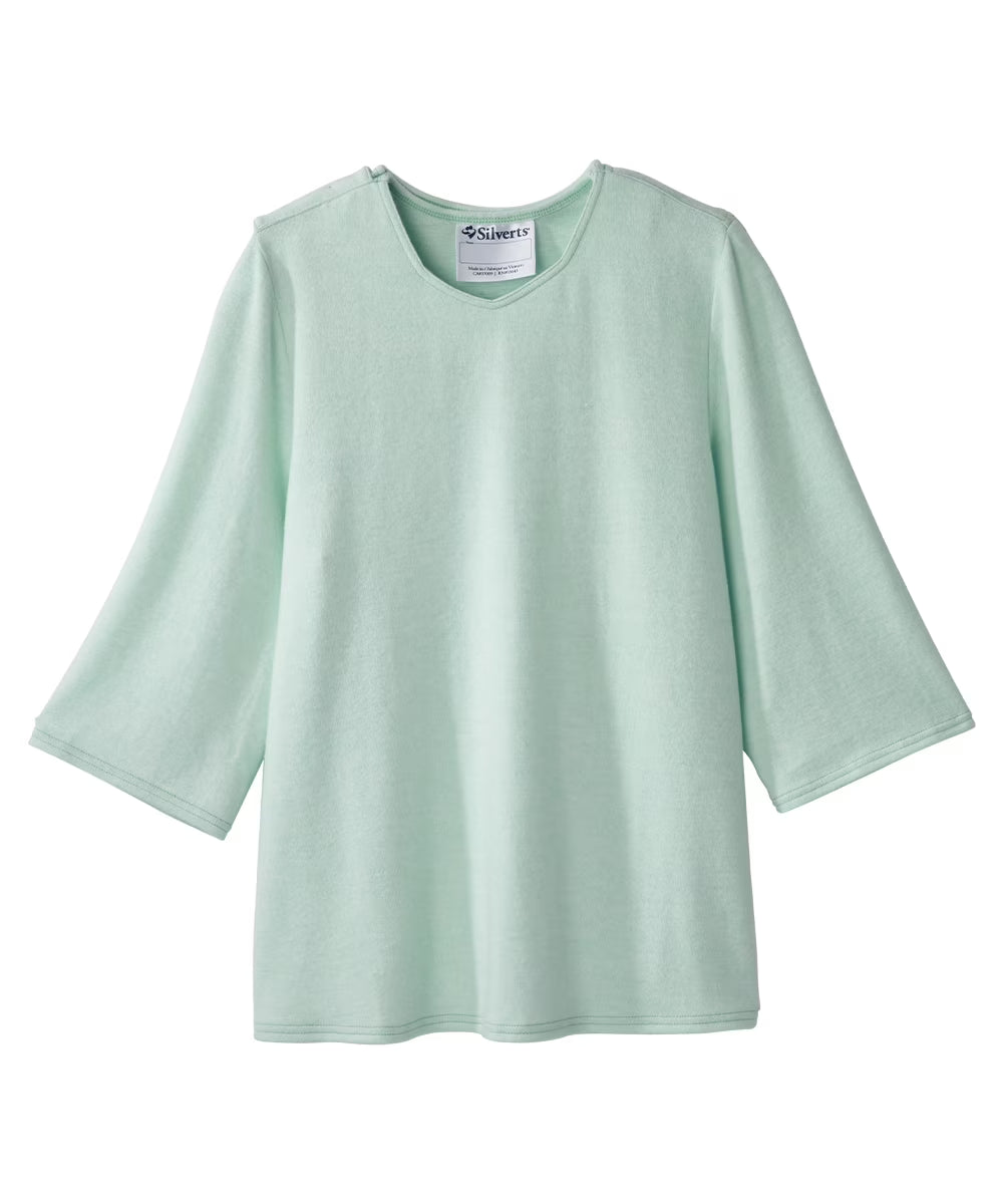 Women’s Open Back Diamond Neck Top, Super Soft 3/4 Long Sleeve Shirt W843