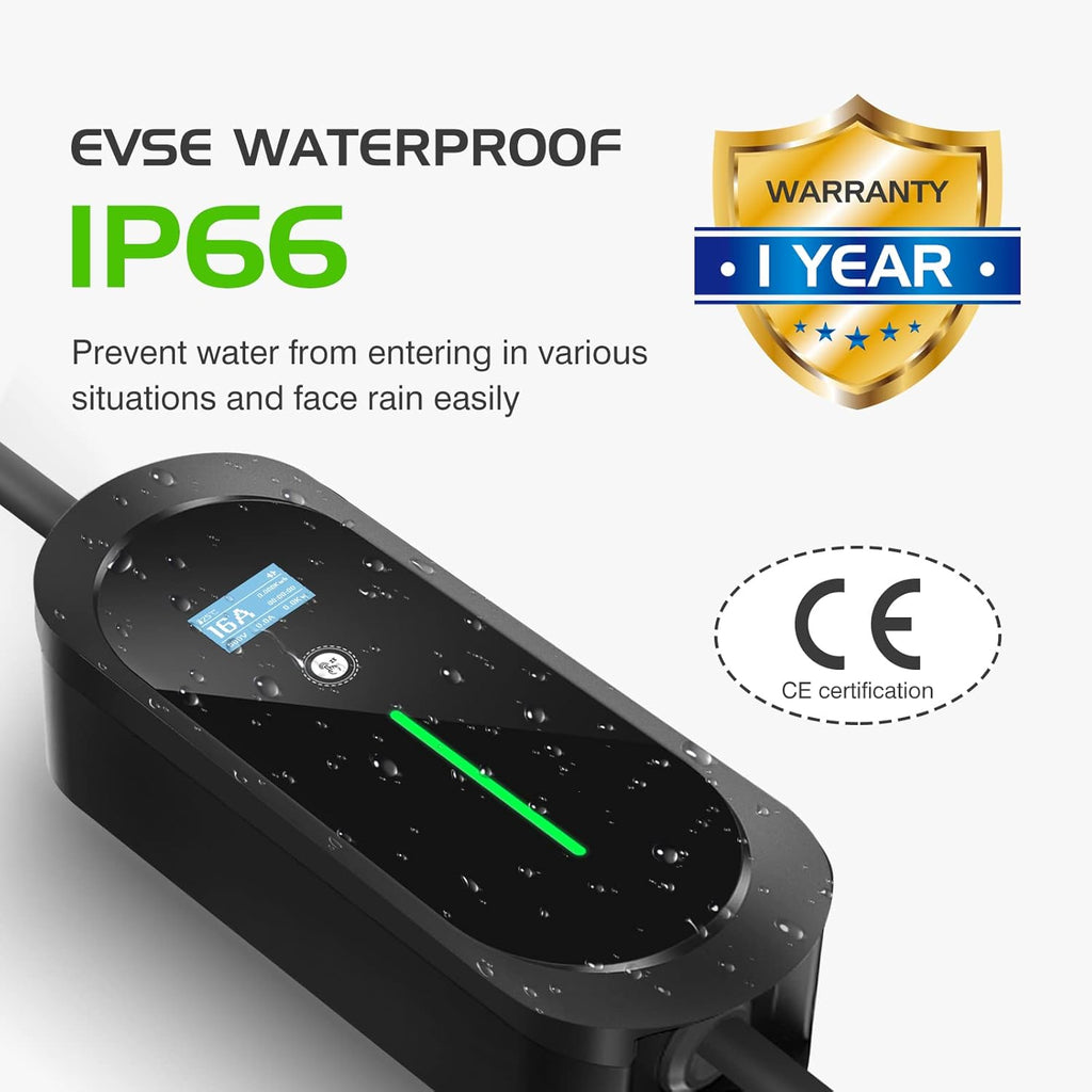 Portable EV Charger with NEMA 6-20 Plug and NEMA 5-15 Adapter F4161
