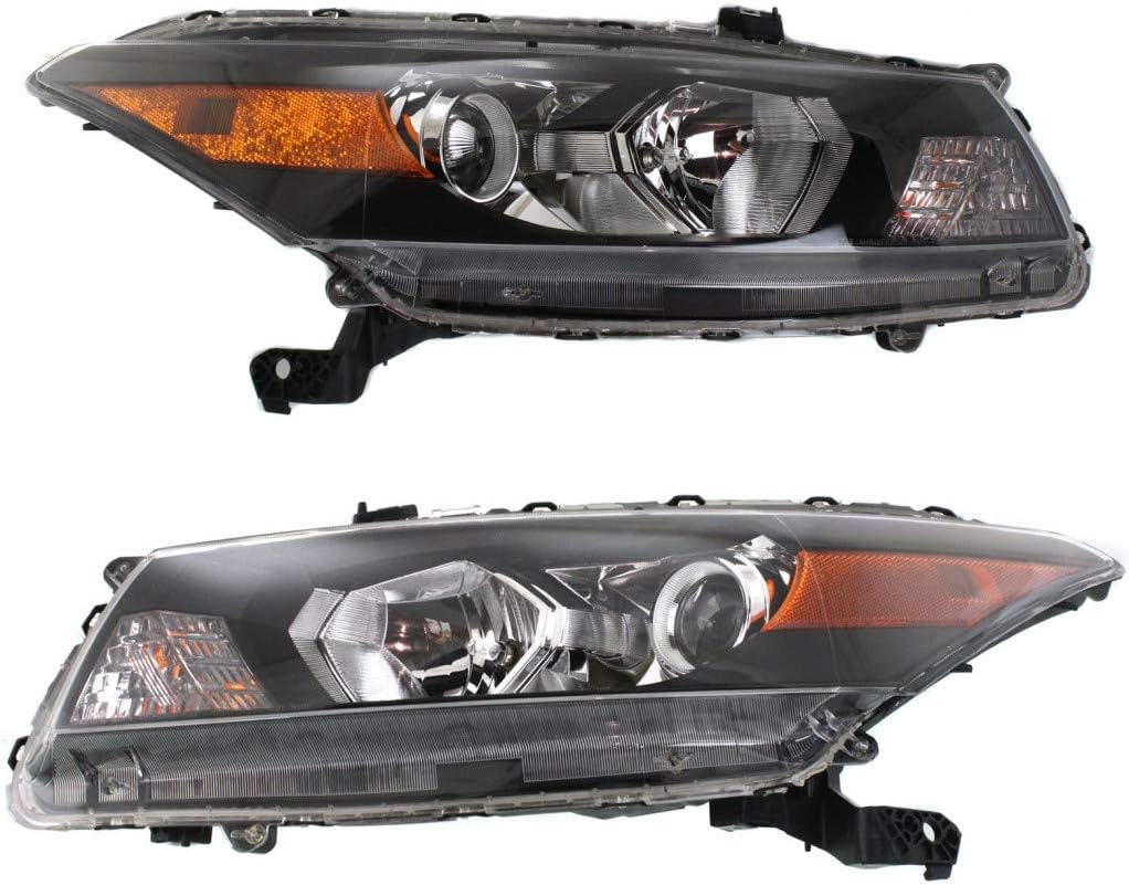 2008 2009 2010 Honda Accord Headlight Assembly Pair w/Bulbs S5781