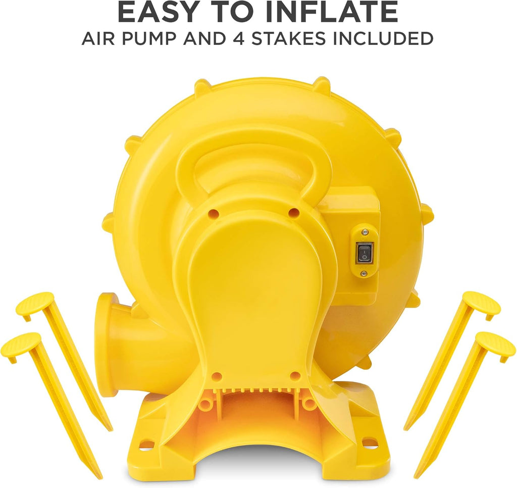 Inflatable Water Slide Park with Climbing Wall, Slide, Splash Pool, Air Pump & Carrying Case I43718