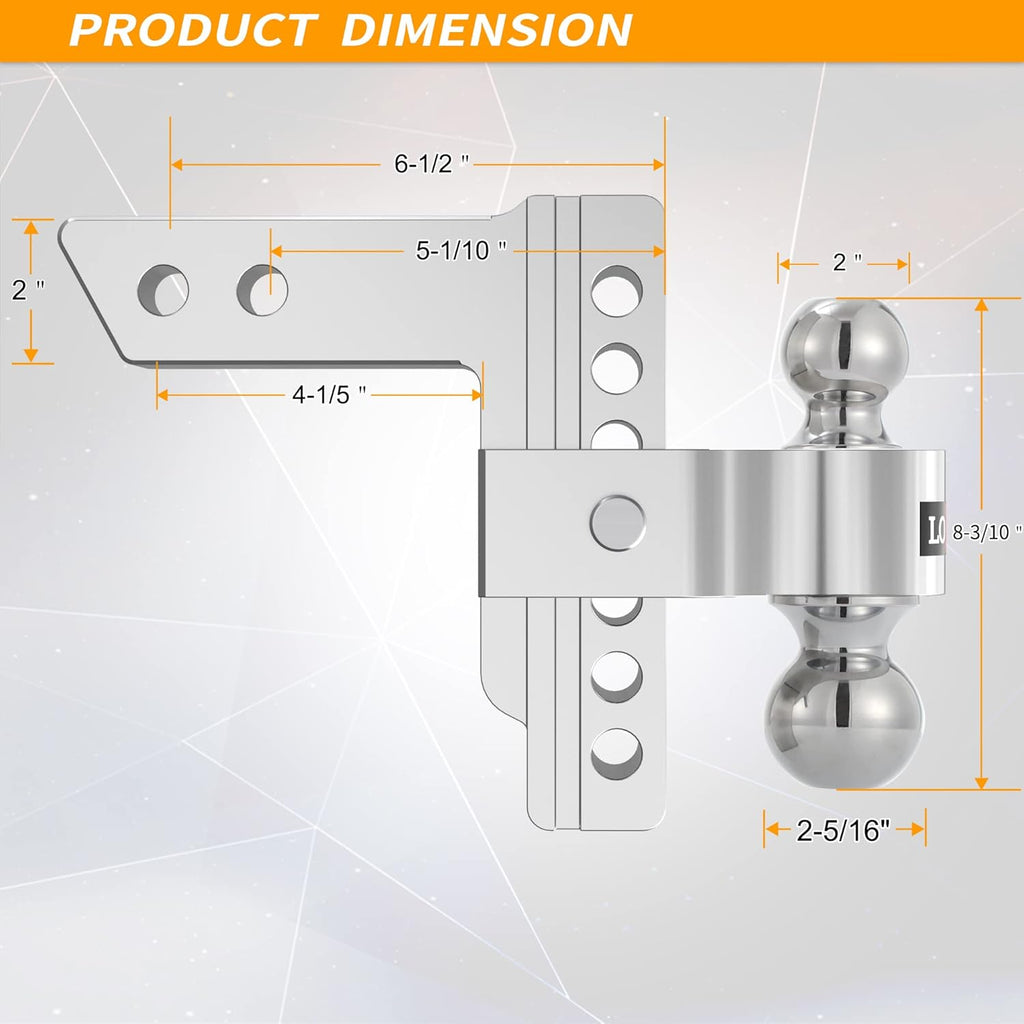 Adjustable Aluminum Trailer Hitch with Double Stainless Steel Locks H103639
