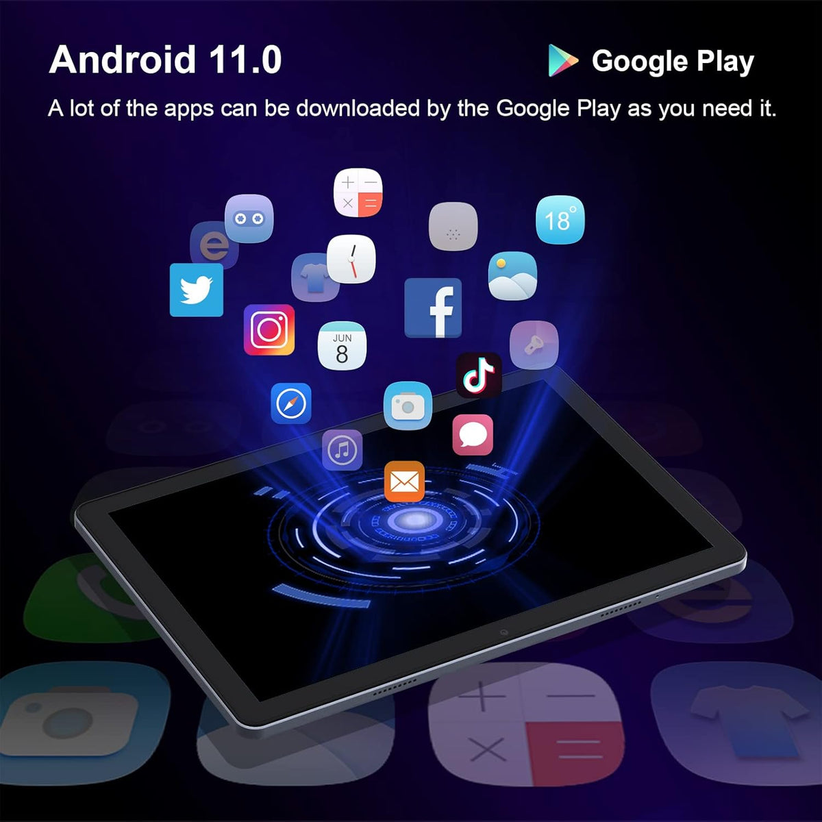 Android 11 Tablet 10.1 inch 2 in 1 Octa-Core 3GB RAM 64GB ROM with Keyboard T92211