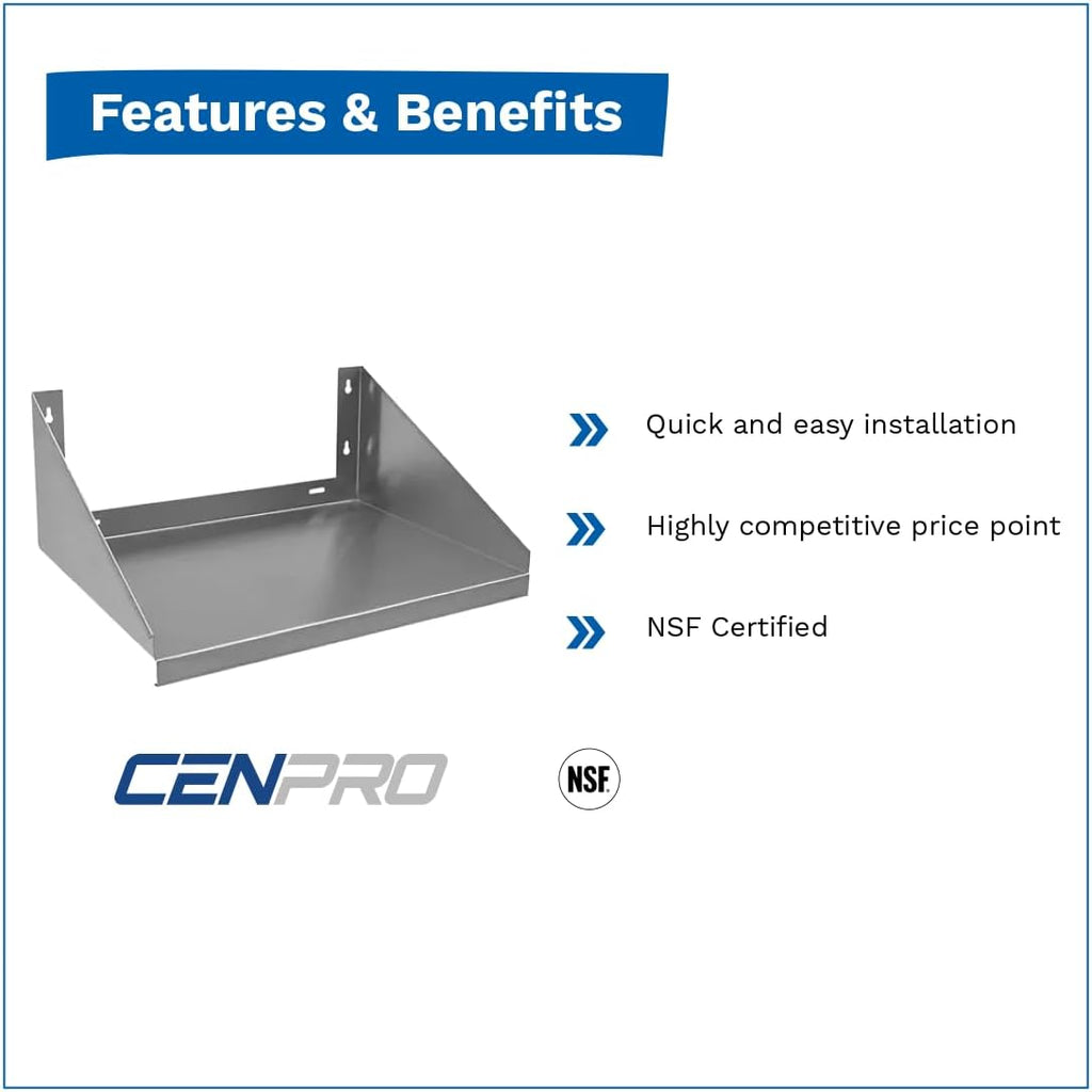 NSF Wall-Mounted Microwave Shelf 24" Wx18 D 175 Lb. Weight Capacity V128469