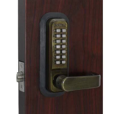 Antique Brass Passage Door Lever with Keyless Lock B34779