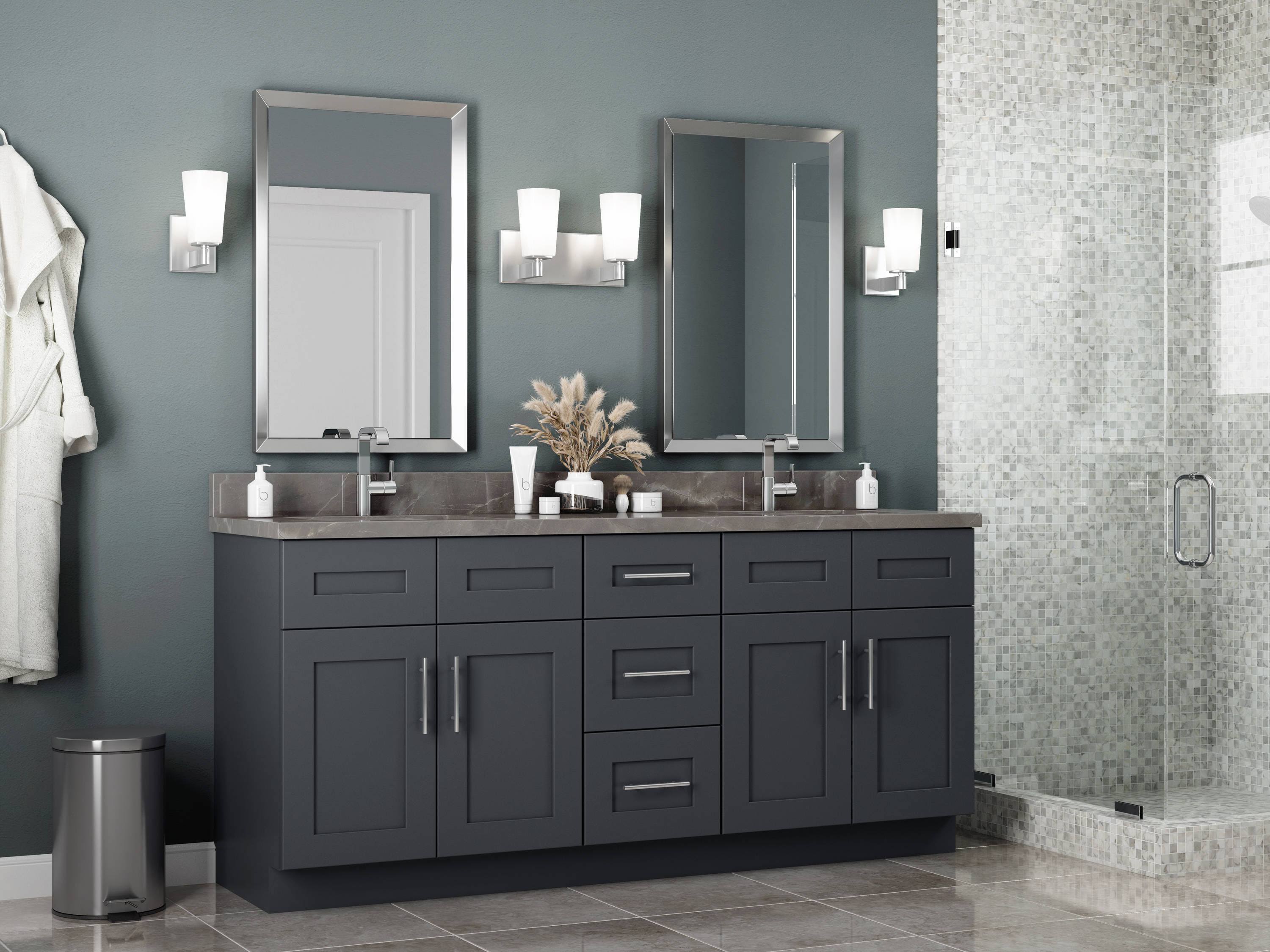 36-in W x 34.5-in H x 24-in D Deep Onyx Painted Lazy Susan Corner Base Cabinet X463