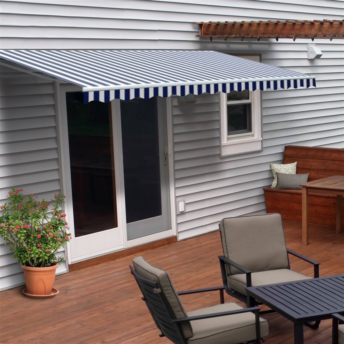 Blue/White Patio Awning Canopy RV Tent S1557