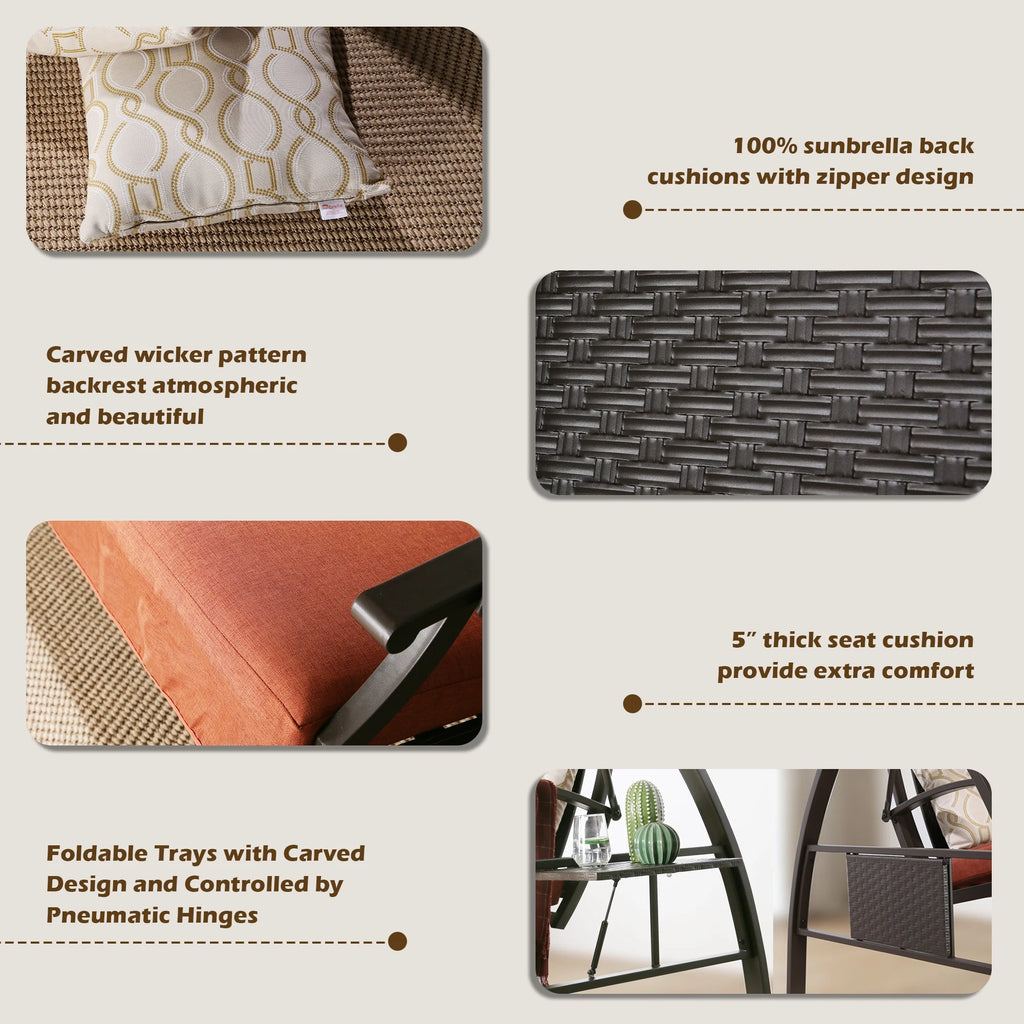 2-Person Outdoor Hardtop Canopy Porch Swing with Stand E8973