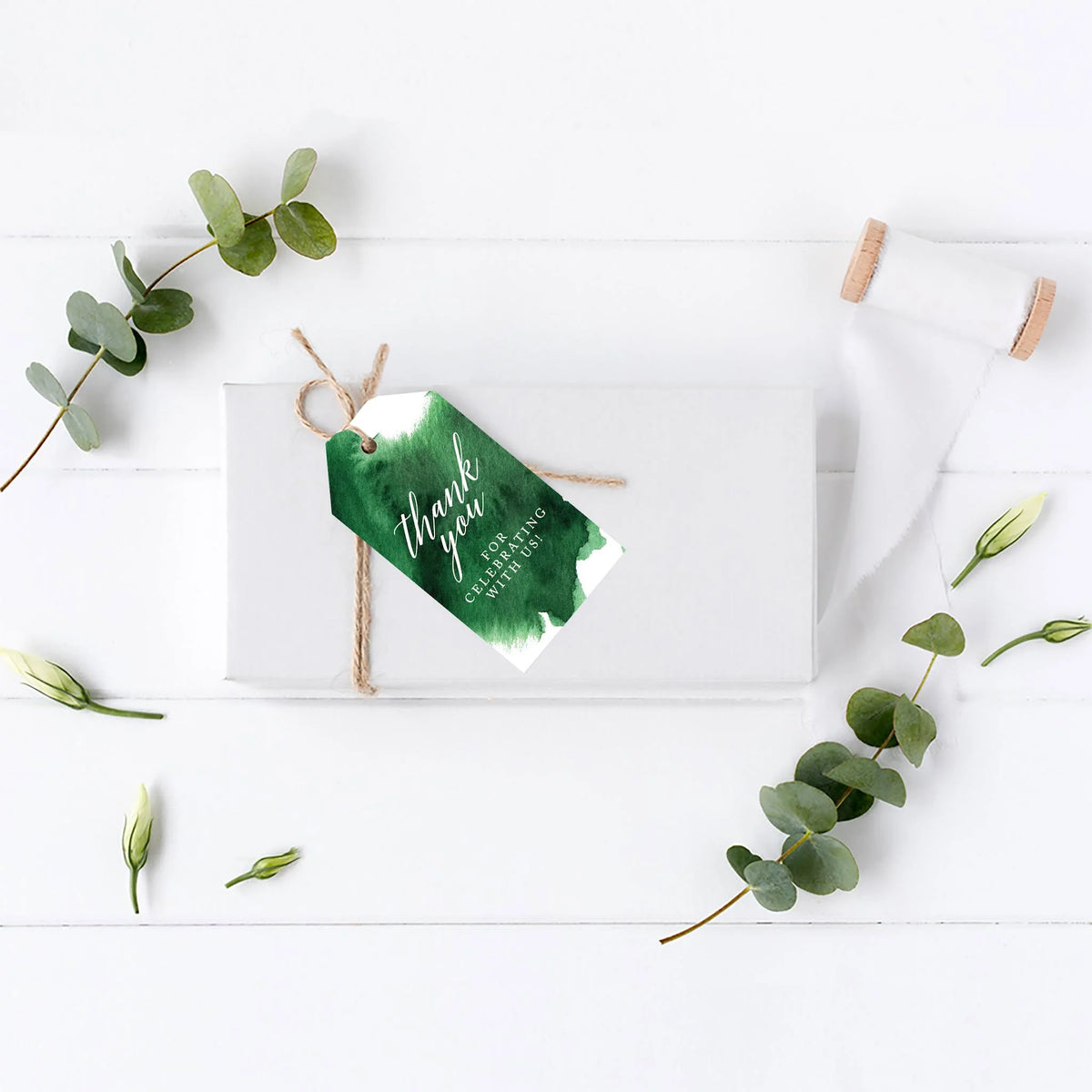 Emerald Green Watercolor Cardstock Gift Tags 100-Pk U803431