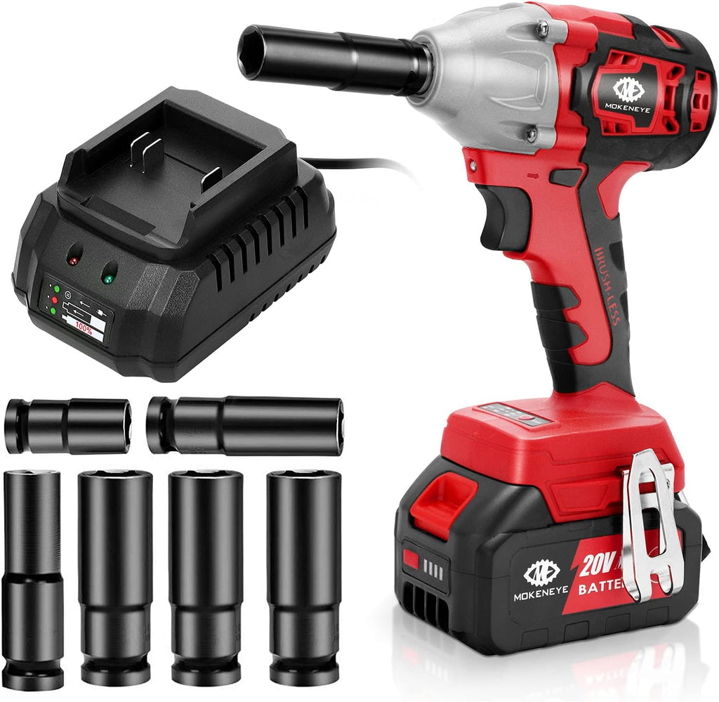 20V Cordless Brushless Impact Wrench with 4.0 Ah Battery, 300 Ft-lbs Torque, 1/2 Inch U91720
