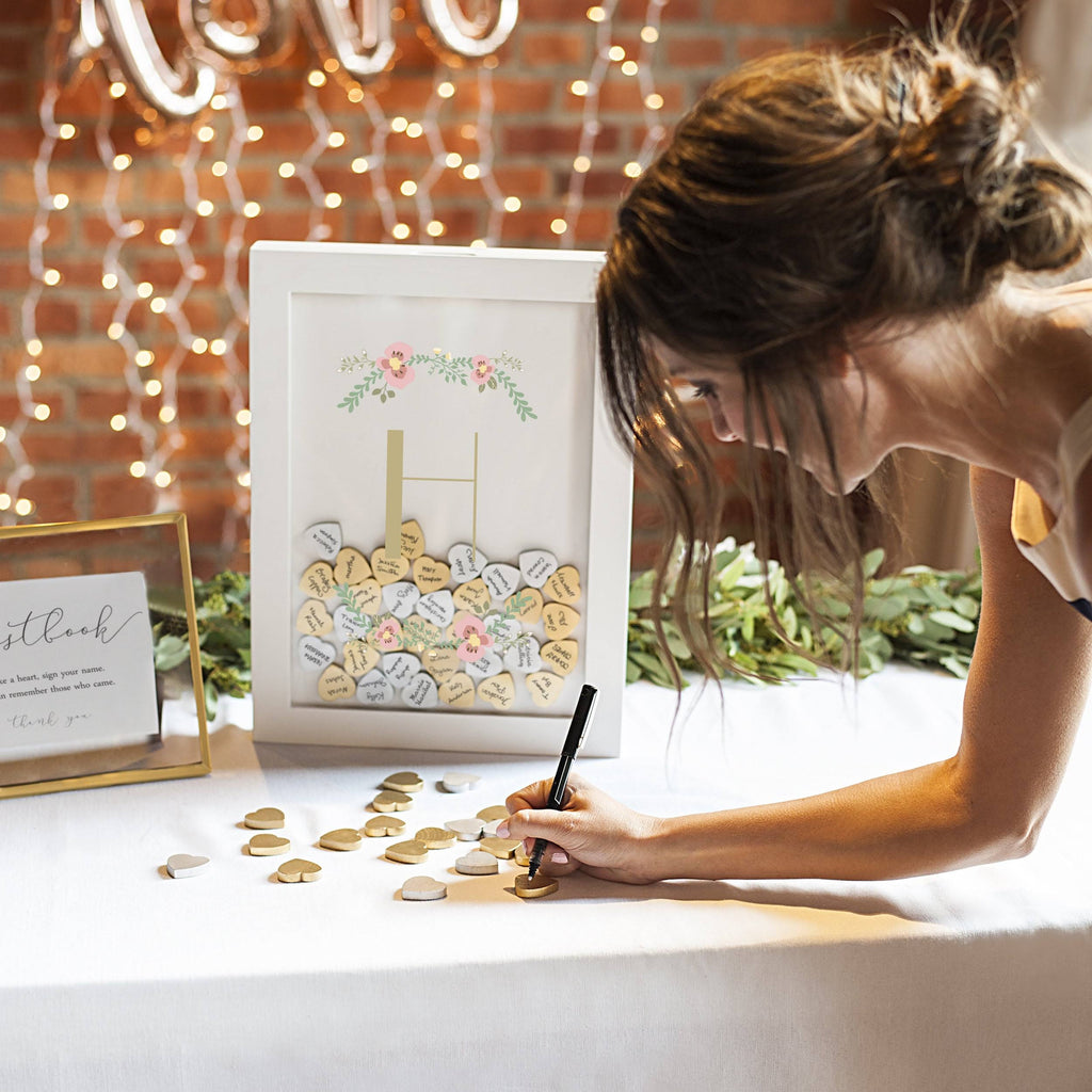 Floral Heart Drop Guestbook M8725