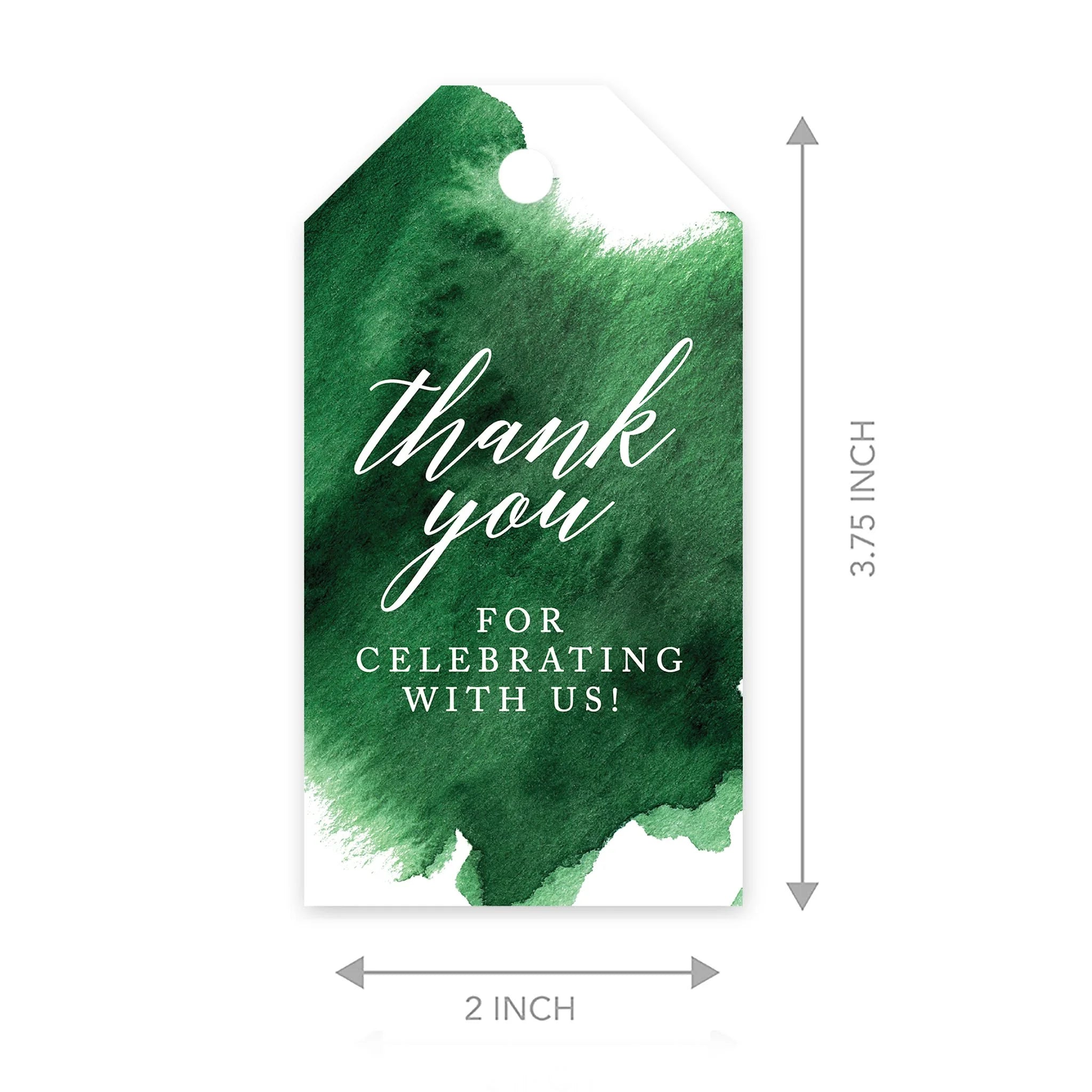 Emerald Green Watercolor Cardstock Gift Tags 100-Pk U803431