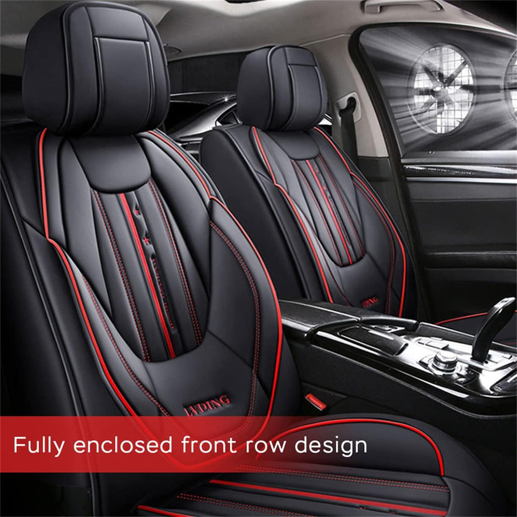 Waterproof PU Leather Car Seat Covers for Front and Rear Seats, Black W183198