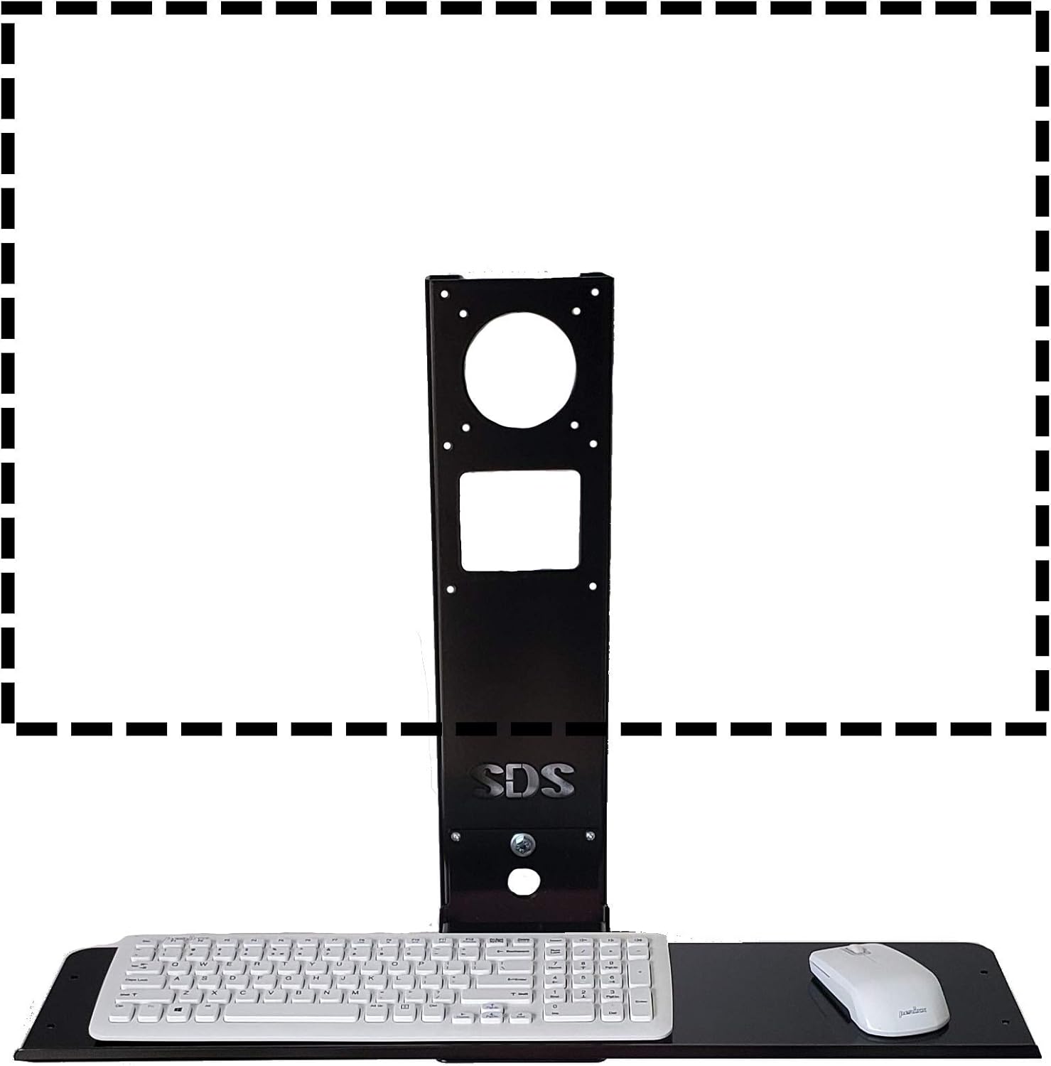 Black Adjustable VESA Monitor & Keyboard Wall Mount System with Tilt & Fold-up E9924