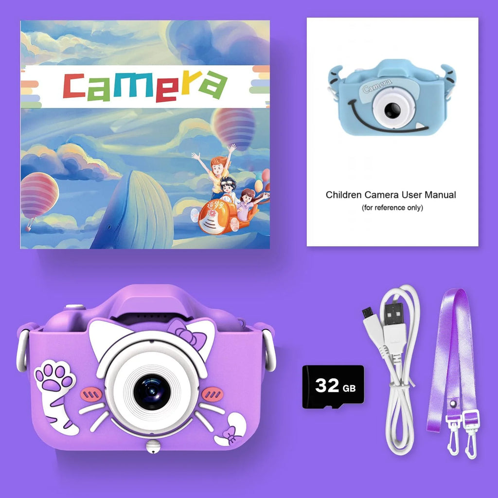 Kids Camera with Cartoon Soft Silicone Cover, 32G SD Card Included H87871