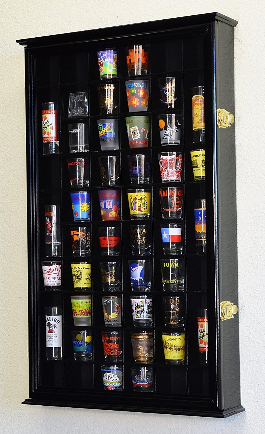 Black Shot Glass Display Case with UV Protection E281