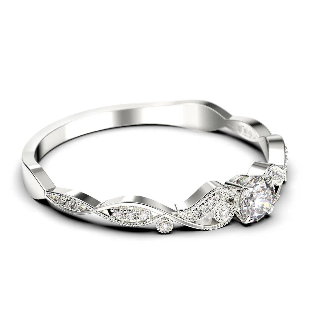 0.75 Carat Round Cut Moissanite Engagement Ring in 10k Solid White Gold Y177425