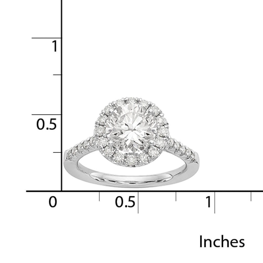 14 Karat White Gold Round Halo Moissanite Engagement Ring L576