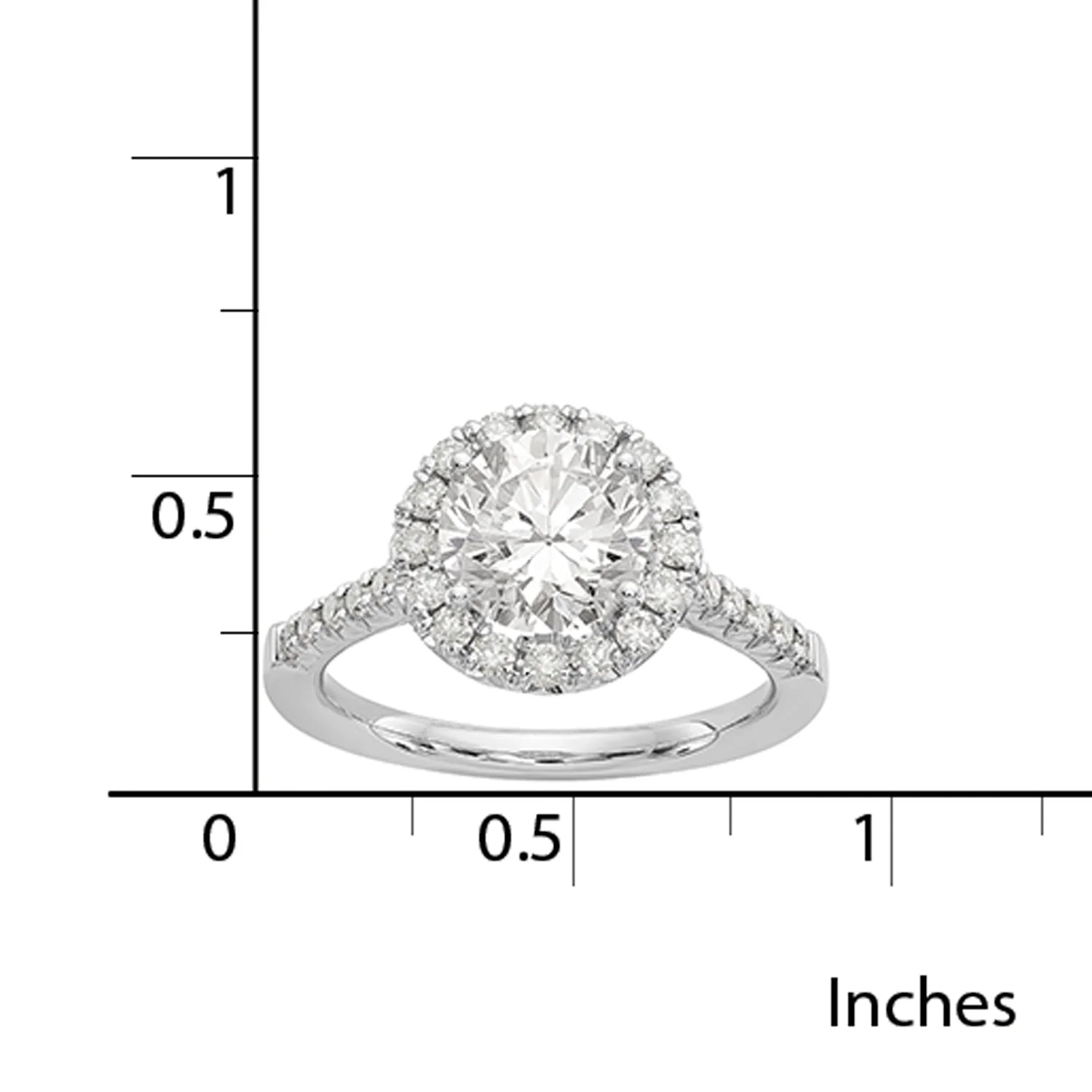 14 Karat White Gold Round Halo Moissanite Engagement Ring L576