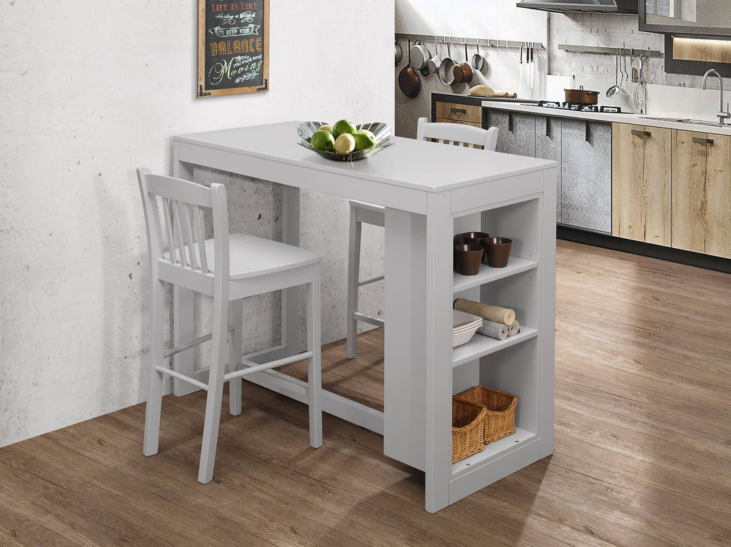 Ash Grey Counter Height Dining Table with Shelving F6349