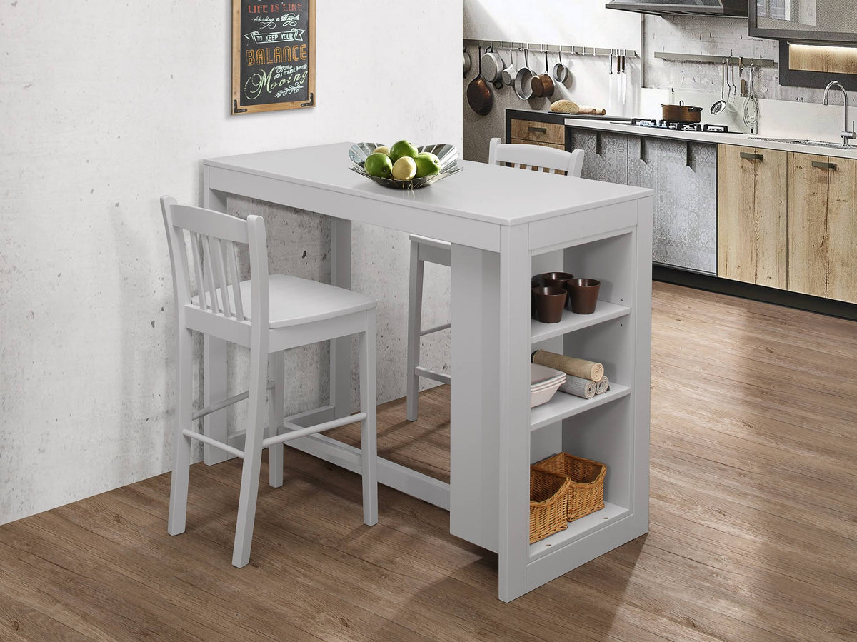 Ash Grey Counter Height Dining Table with Shelving F6349