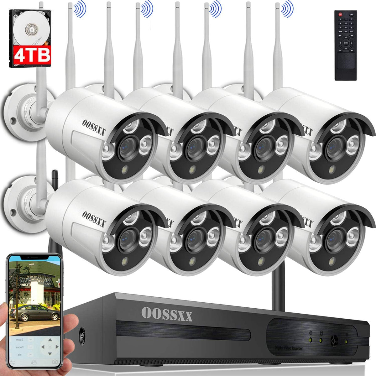 3K 5.0MP 1944P Wireless Security Camera System with 4TB Hard Drive and 8 Cameras U8974