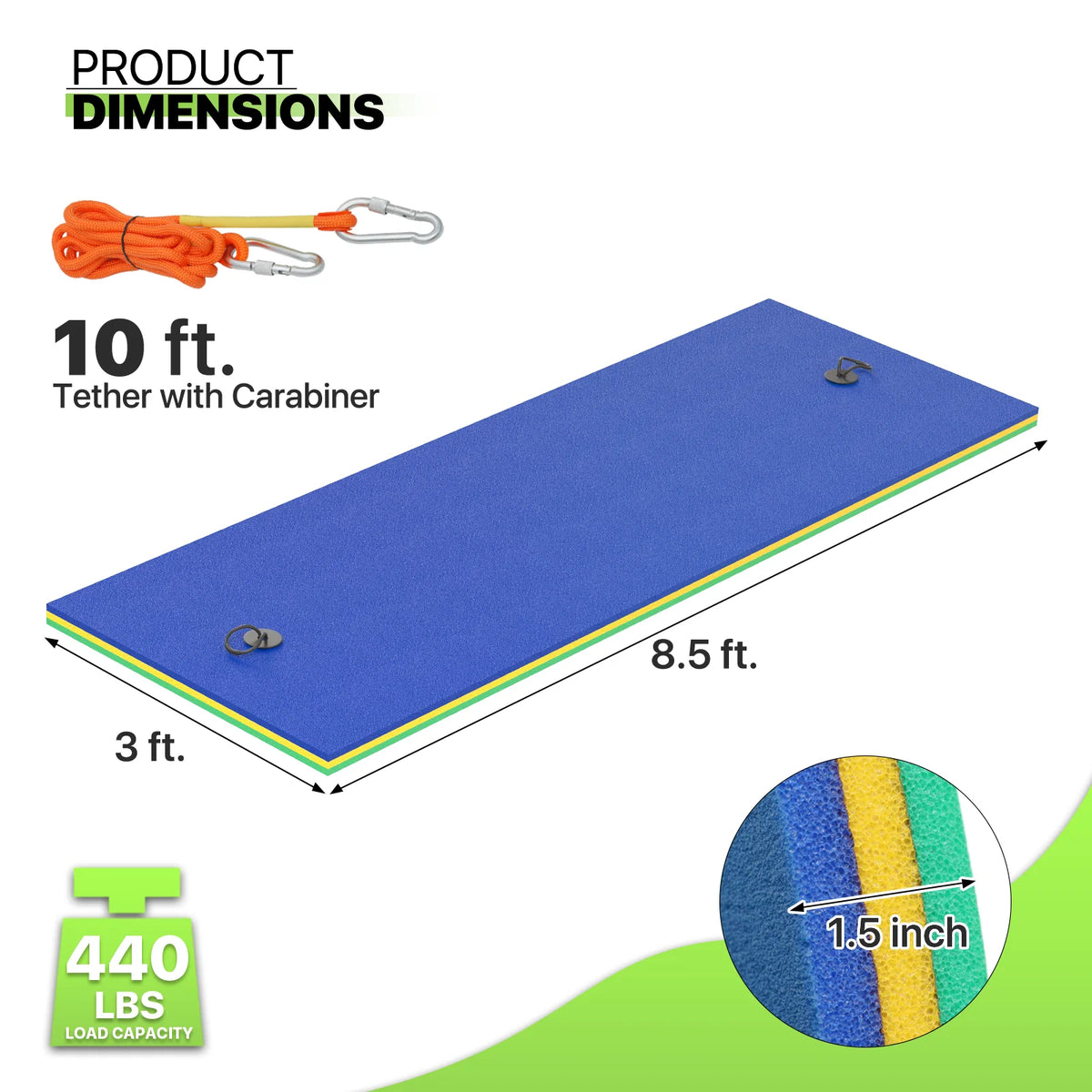 9x3FT 3-Layer Tear-Resistant XPE Foam Water Floating Pad C211