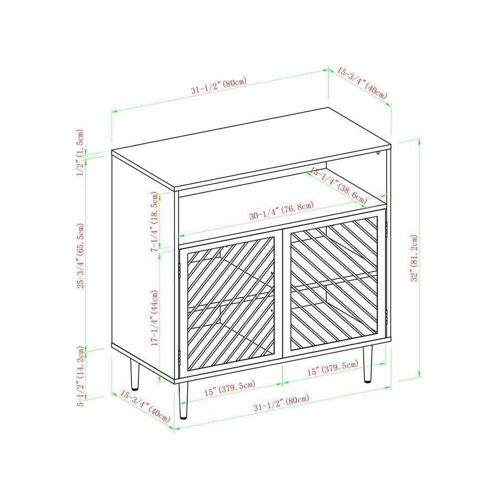 Dark Walnut Metal Door Accent Cabinet Z751