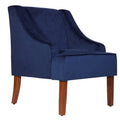 Blue Velvet Wooden Accent Chair with Swooping Armrests C370270