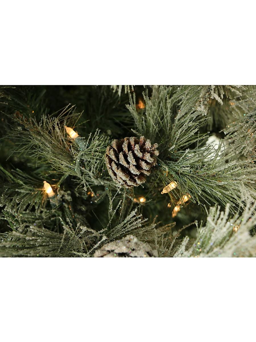 7.5-ft Glistening Pine Tree with Pine Cones and Clear LED Lights K583813