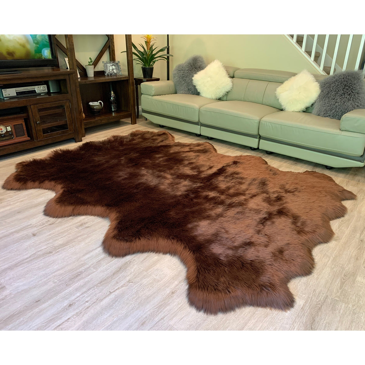 Faux Sheepskin 8-Pelt Plush Shag Area Rug 6' x 8' White L47798