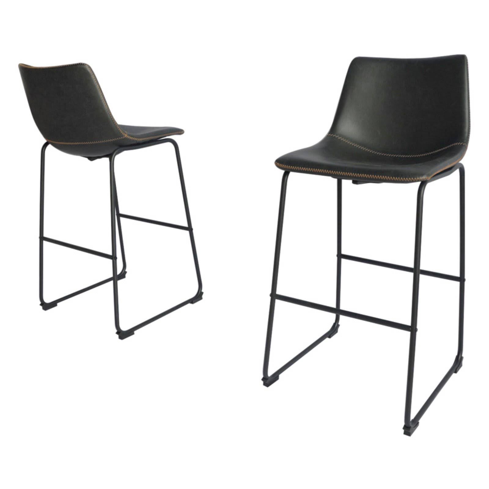 Charcoal Faux Leather Bar Stool Set of 2 U1386