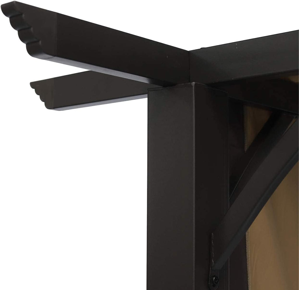 Beige Steel Frame Retractable Canopy Pergola N1936