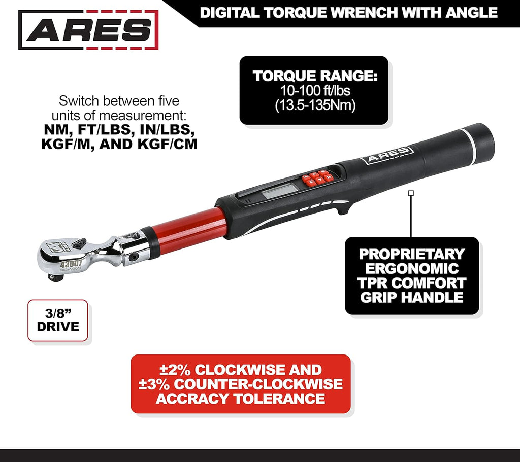 3/8-Inch Drive Flex Head Electronic Digital Torque and Torque Angle Wrench P641281