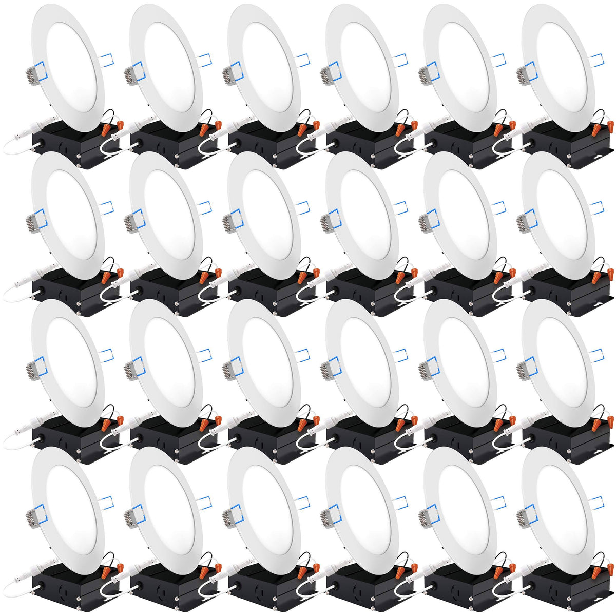 24 Pack 6 inch Slim LED Downlight with Junction Box, 14w, 850 lm, Dimmable, 2700K Soft White T6466